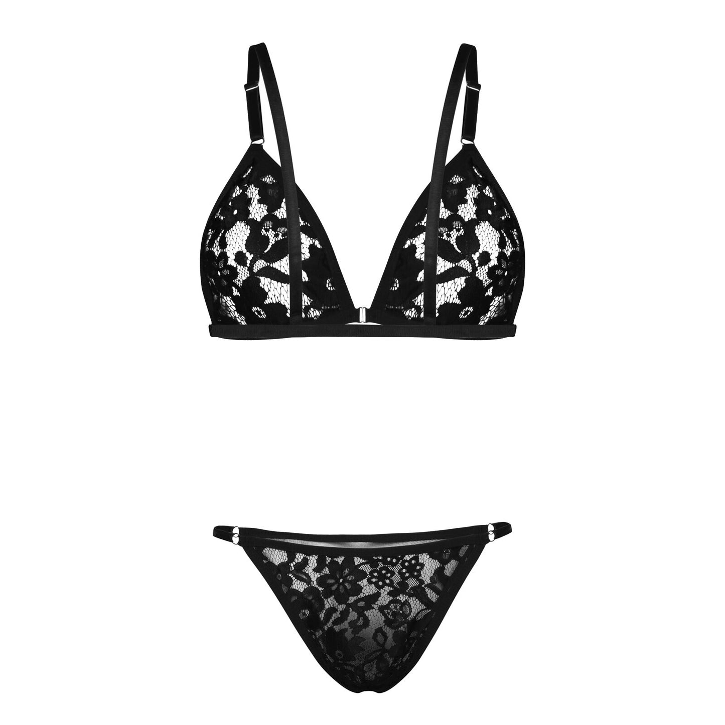Transparent Lace Bra & Bikini Lingerie Set
