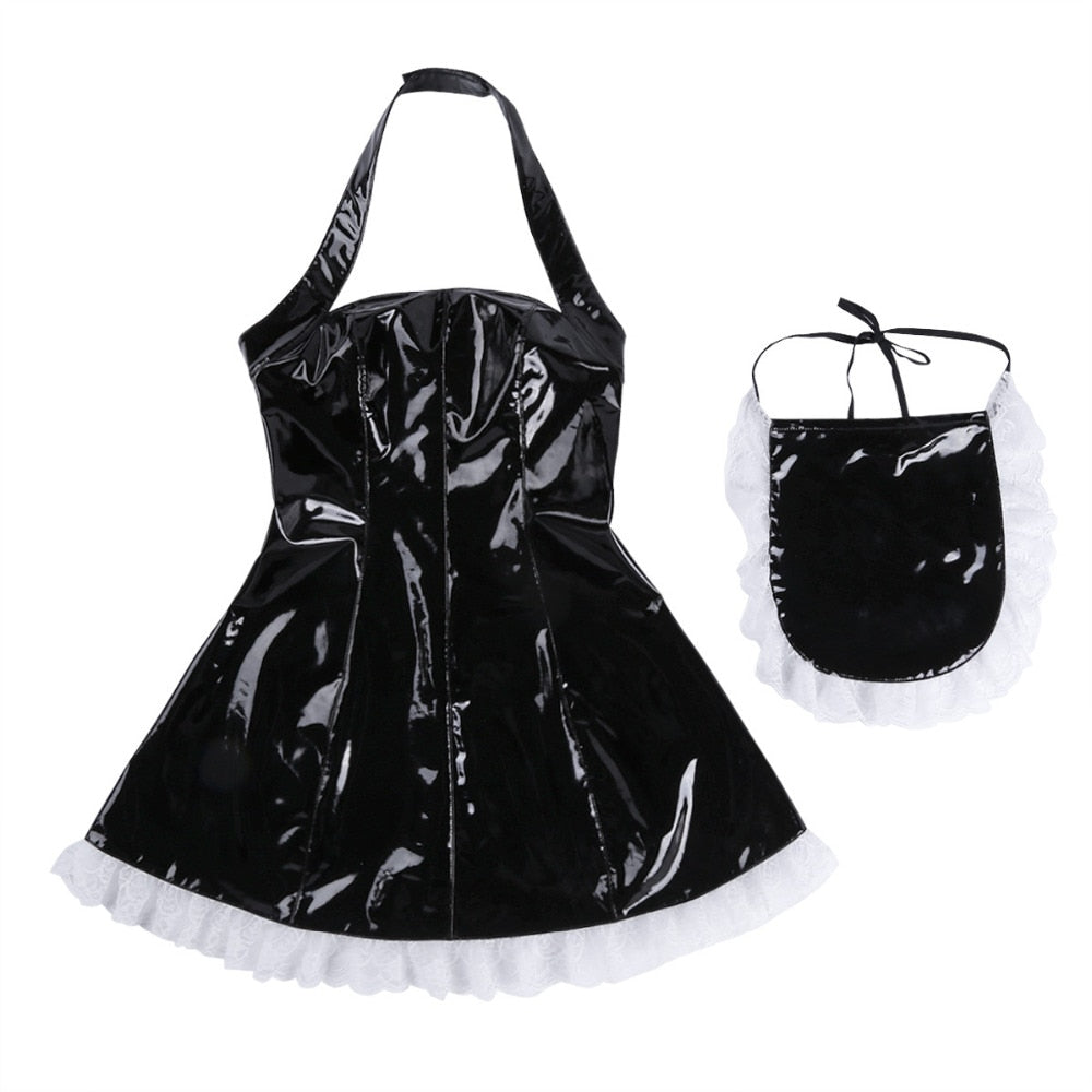 "Sissy Alina" Leather Maid Dress - Sissy Lux