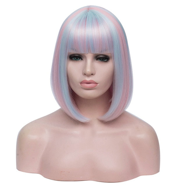 Two Tones Straight Short Wig With Bangs Sissy Lux