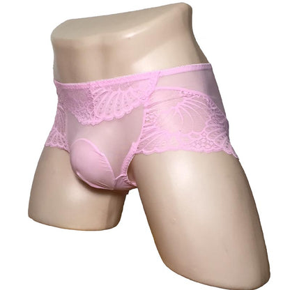 Sissy Pink Bulge Pouch Lace Panties - Sissy Lux