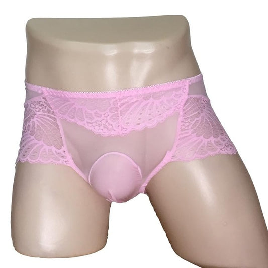 Sissy Pink Bulge Pouch Lace Panties - Sissy Lux