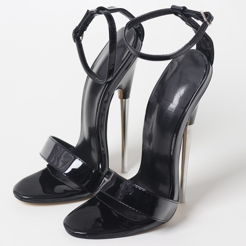 Black Stiletto Heel Sandals - Sissy Lux