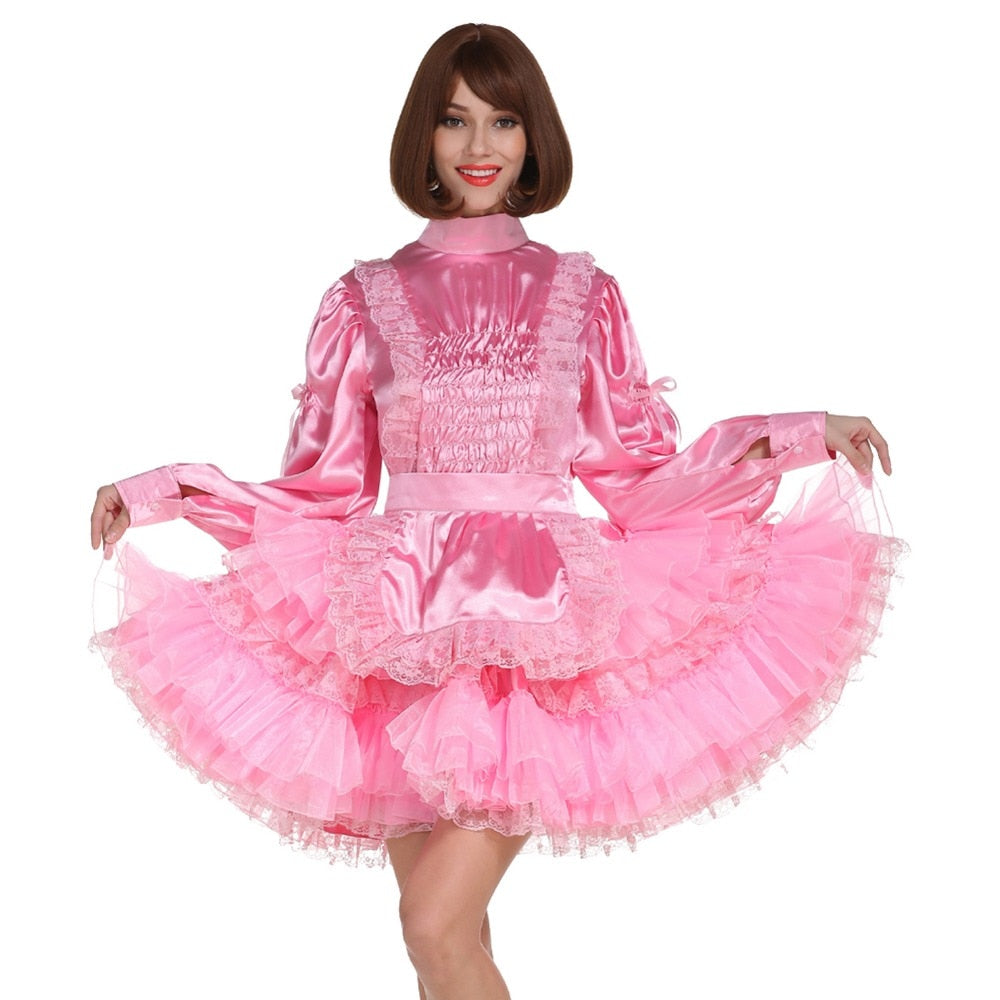 Lockable Pink Sissy Maid Dress - Sissy Lux