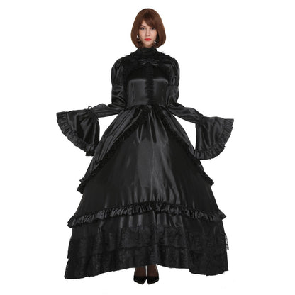 Lolita Satin Black Dress - Sissy Lux