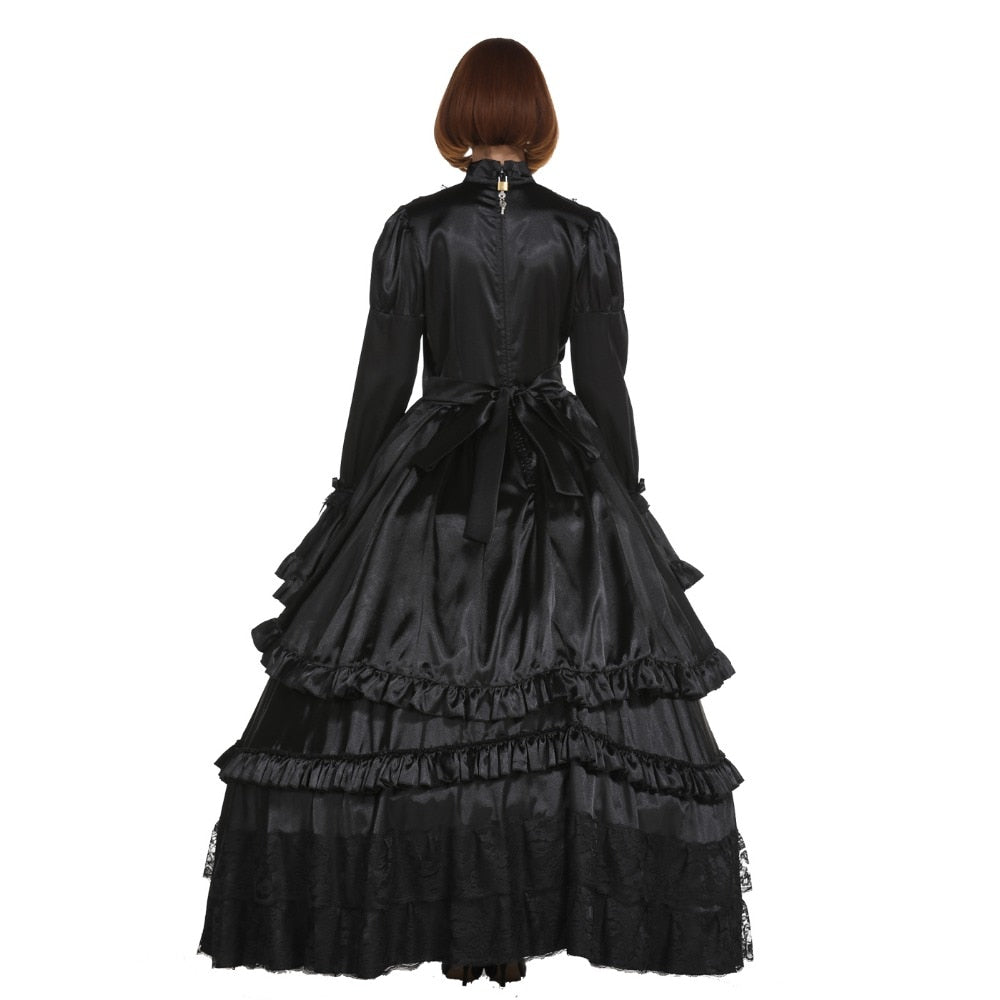 Lolita Satin Black Dress - Sissy Lux