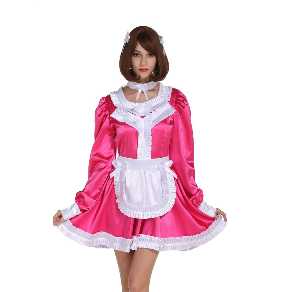 Lockable Hot Pink Sissy Maid Dress Sissy Lux 6550