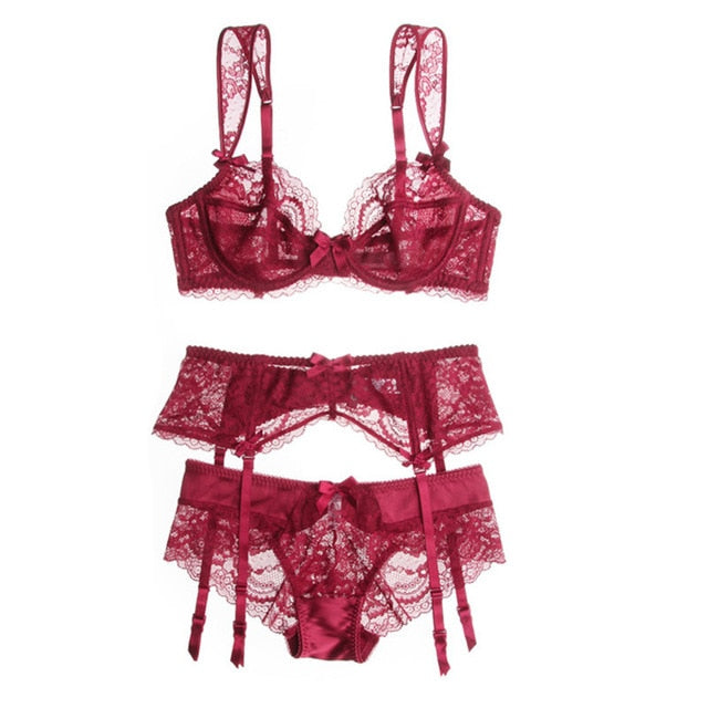 3 Piece Lux Lace Sissy Lingerie Set - Sissy Lux