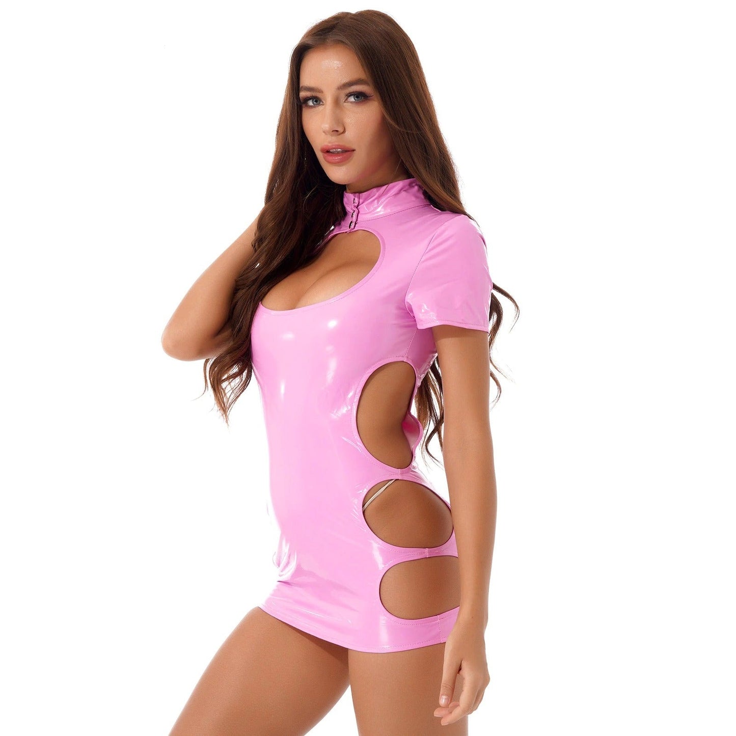 Pink Lover Leather Mini Dress - Sissy Lux